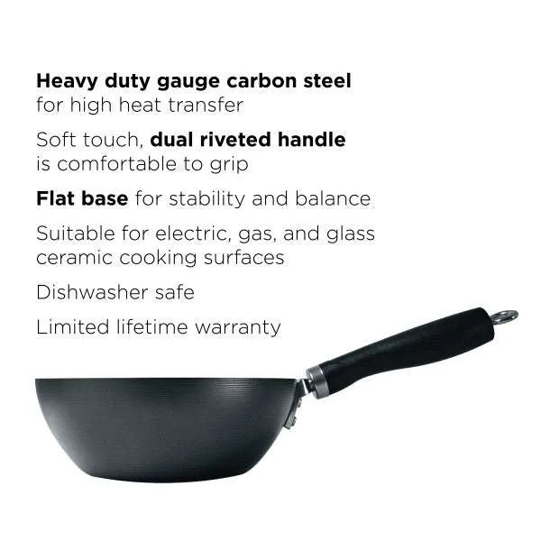 Carbon Steel Non-Stick Wok, 8 Inch - Ecolution