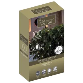 Celebrations Gold LED Mini Cool White 100 ct Net Christmas Lights 6 ft.