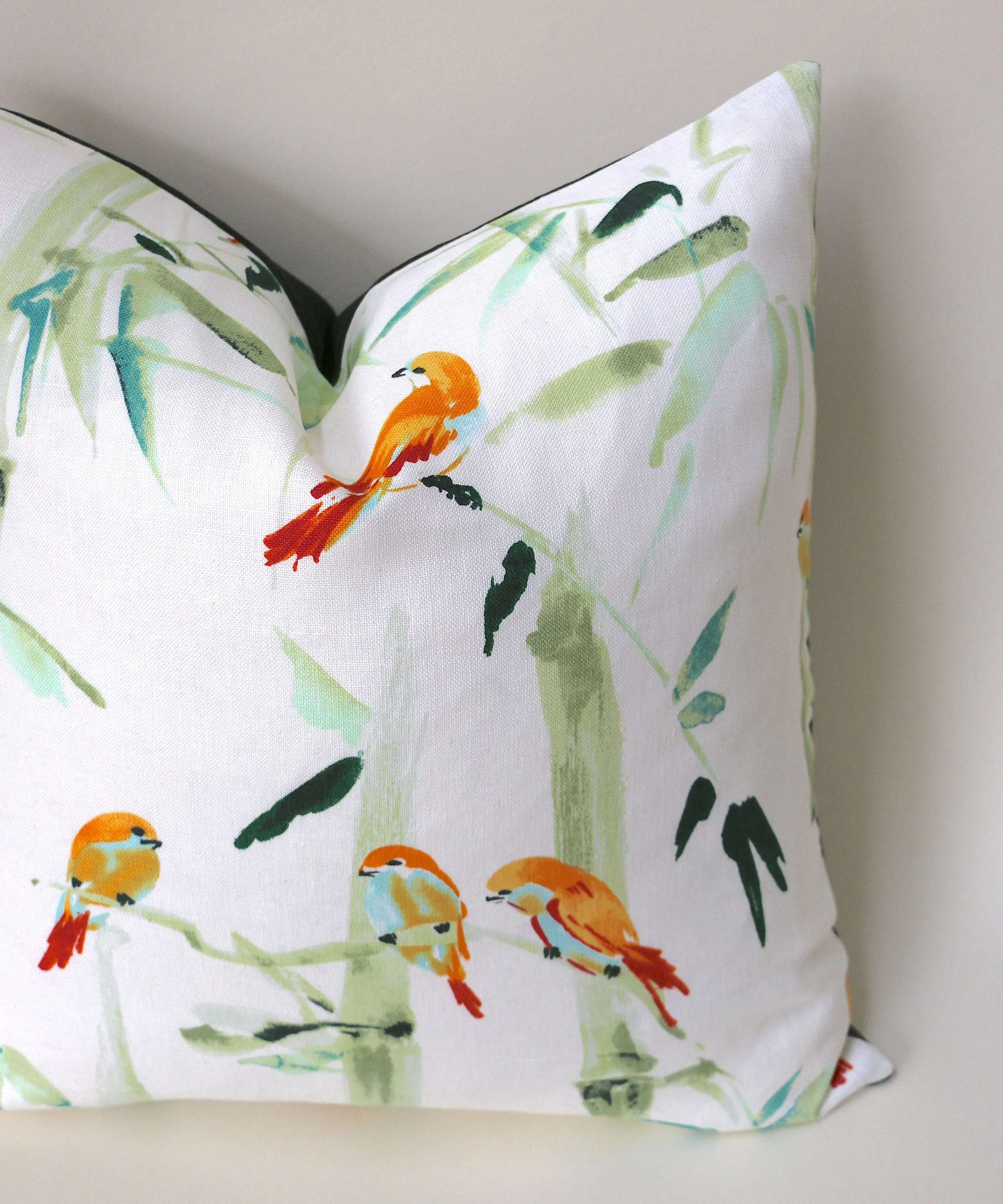 Chinoiserie Pillow / Aqua Orange 20x20 / 20x20 Cushion Cover / 20x20 Bamboo Pillow Cover / Green 20x20 Aqua / 20x20 Sofa Pillow Cover