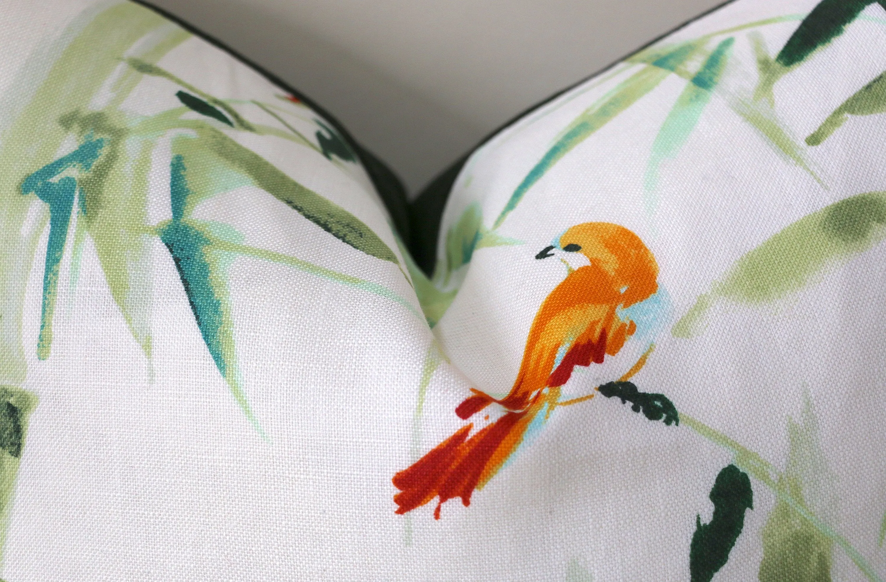 Chinoiserie Pillow / Aqua Orange 20x20 / 20x20 Cushion Cover / 20x20 Bamboo Pillow Cover / Green 20x20 Aqua / 20x20 Sofa Pillow Cover