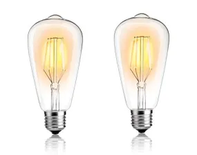 Citra Edison LED Bulb, 4W Vintage LED Filament Light Bulb, 3000k Warm White White, 80W Incandescent Equivalent, E26/27 Medium Base Lamp for Restaurant,Home,Reading Room,Office, 2-Pack