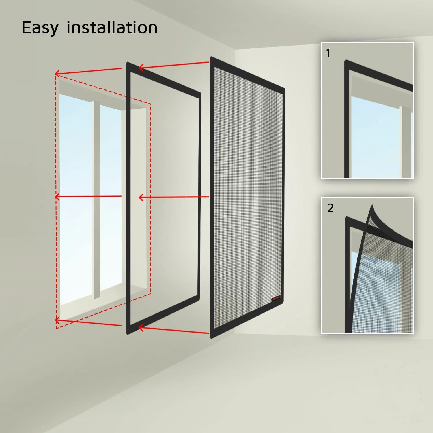 Classic Mosquito Net for Windows | Pre Stitched (Size-150X180 cms/4.92 * 5.90 Ft/59 * 23.6 Inches Color-Grey) | Premium 120GSM Fiberglass Net with Self Adhesive Hook Tape