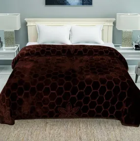 COMFORT PLANET 500 TC Velvet Floral Embossed Super Soft for Winter Heavy Single Bed Mink Blanket (Brown, Single Bed - 85x60 Inch)