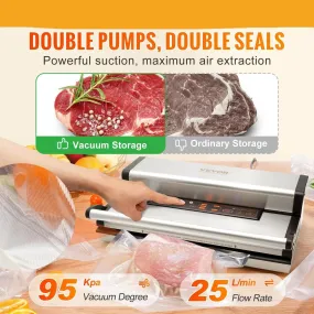 Commercial Vacuum Sealer Pro with Dual Sealing Strips and Turbo Heat Technology