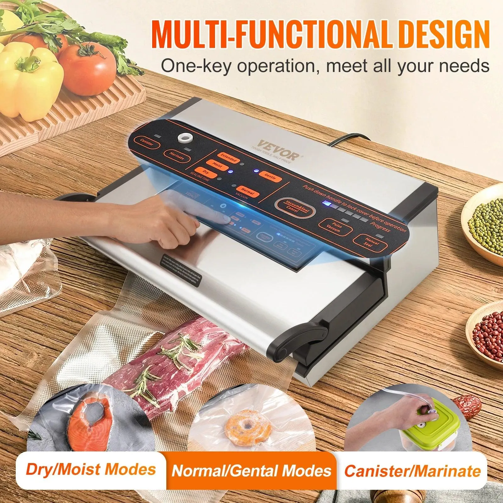 Commercial Vacuum Sealer Pro with Dual Sealing Strips and Turbo Heat Technology