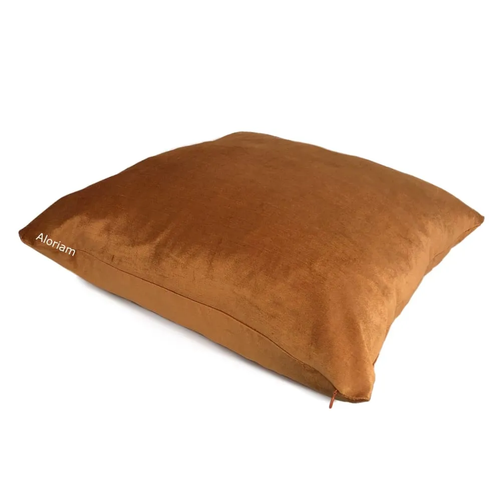 Copper Orange Rayon Cotton Velvet Pillow Cover