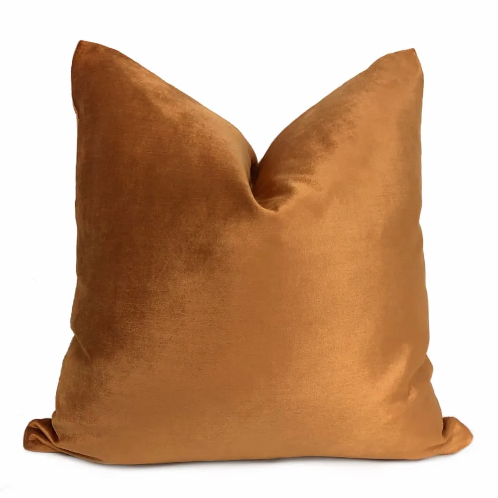 Copper Orange Rayon Cotton Velvet Pillow Cover