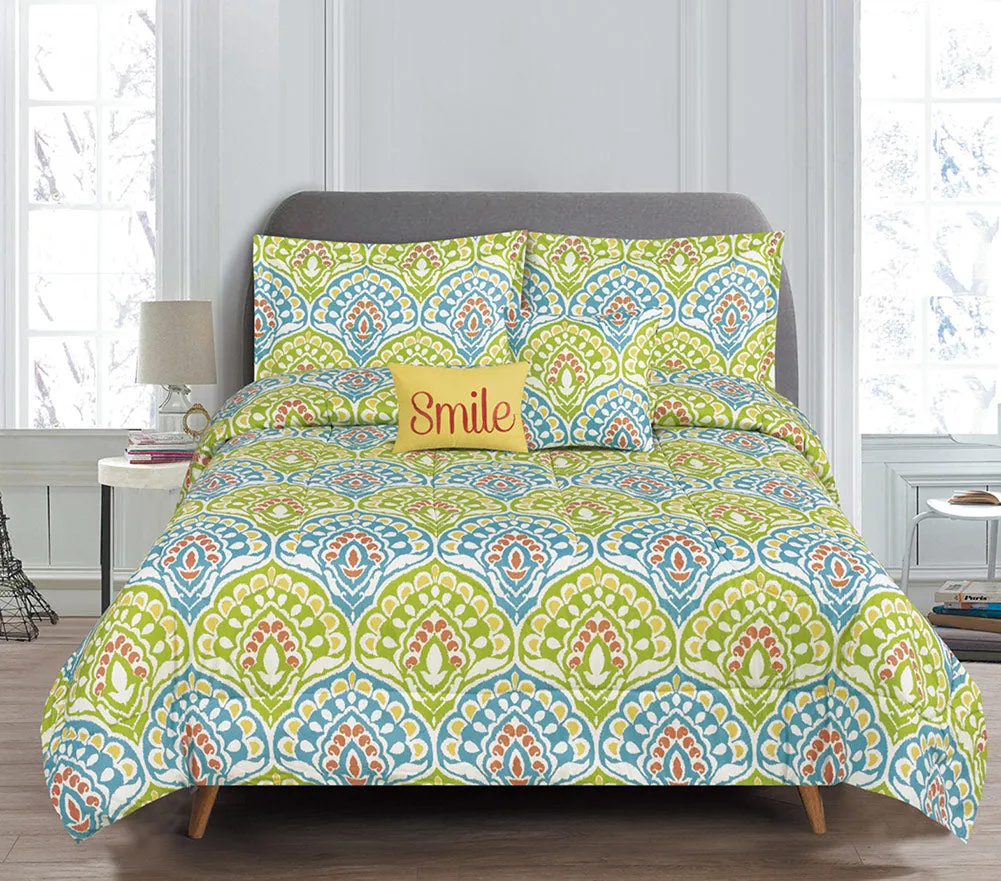 Dakota “smile” 5-piece Reversible Comforter Set, Multi