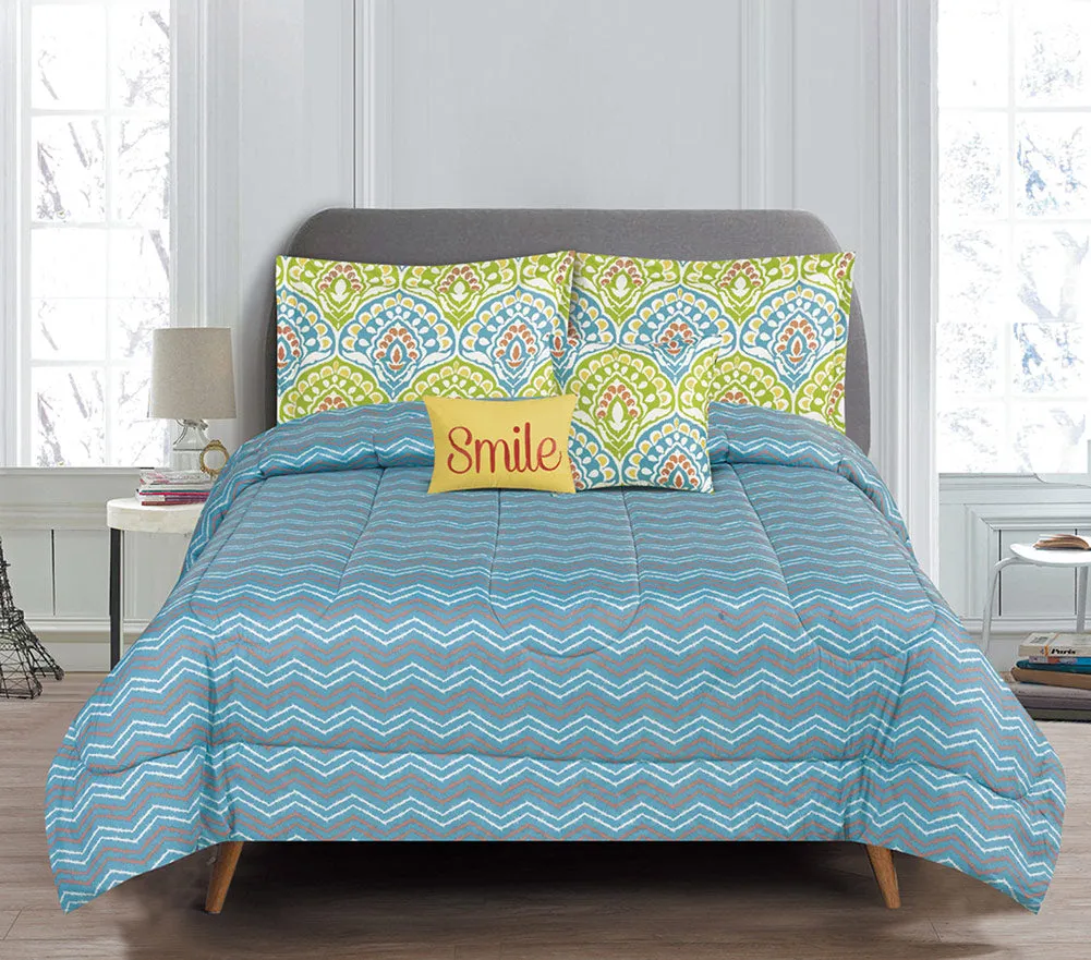 Dakota “smile” 5-piece Reversible Comforter Set, Multi