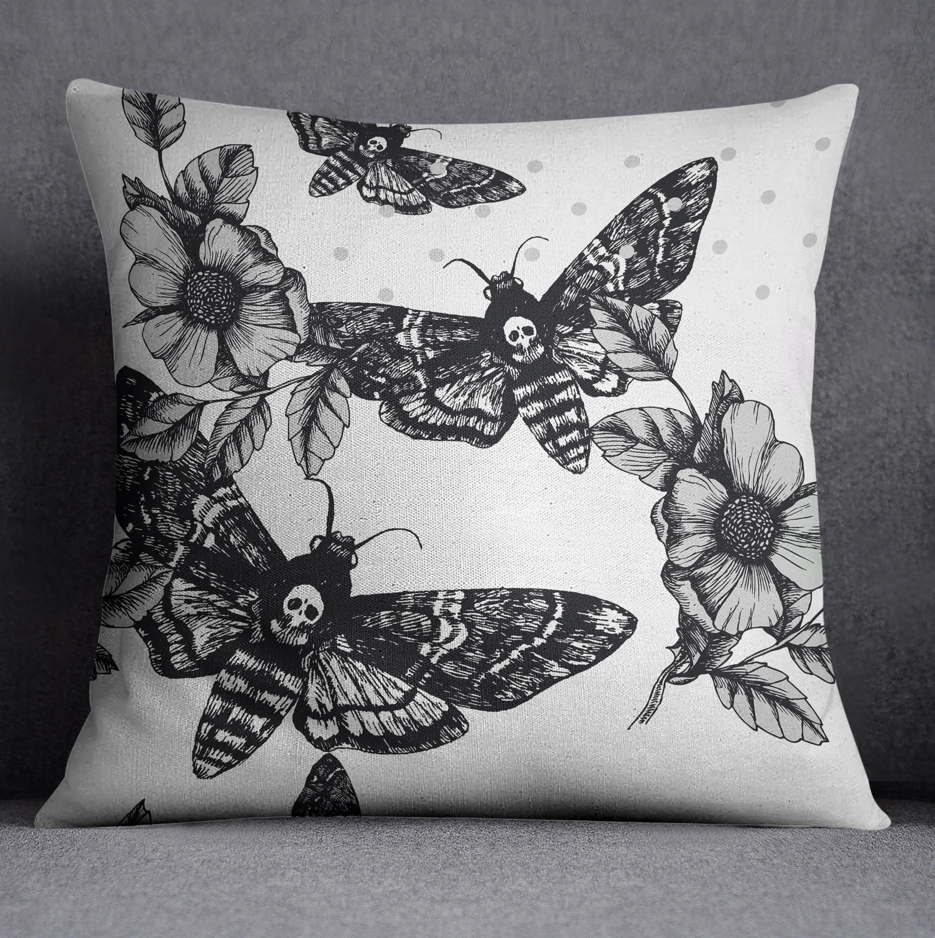 Death Moth Throw Pillow