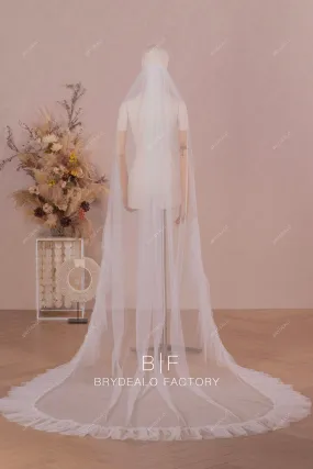 Designer Cathedral Length Single-Tier Ruffle Tulle Wedding Veil