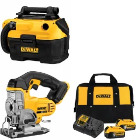 DeWalt DCS331B 20V MAX* Jig Saw w/ AC/DC Wet-Dry Vacuum & Free 2 Battery Kit