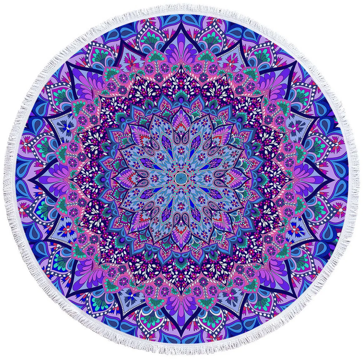 Diameter round flower fuchsia beach towel