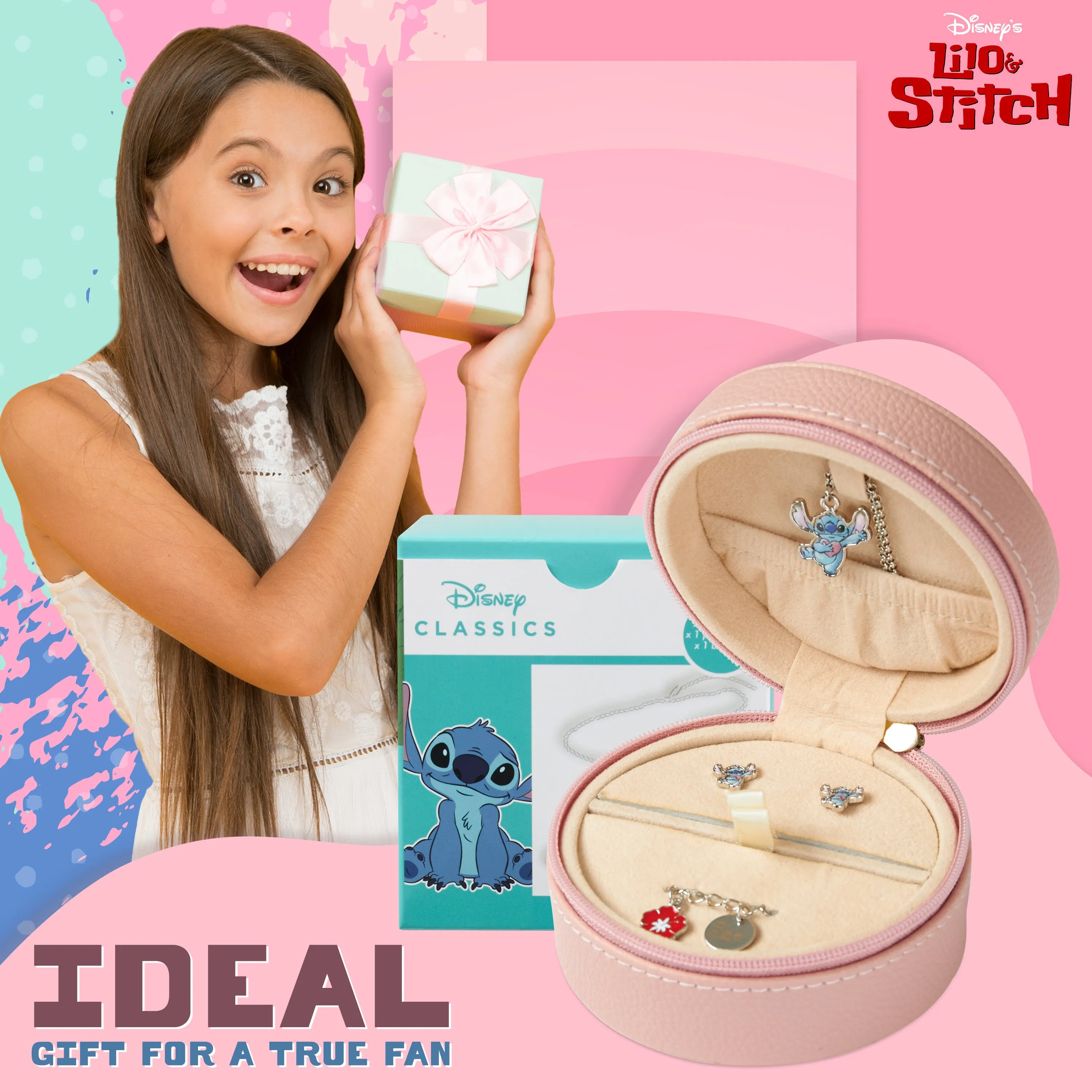 Disney Stitch 3 Piece Jewellery Set, Earrings,  Bracelet & Necklace Set