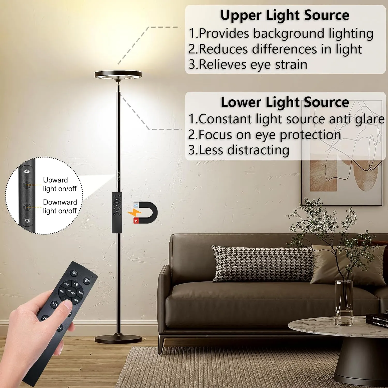 Double Side Lighting Led Floor Lamp with Remote Smart App