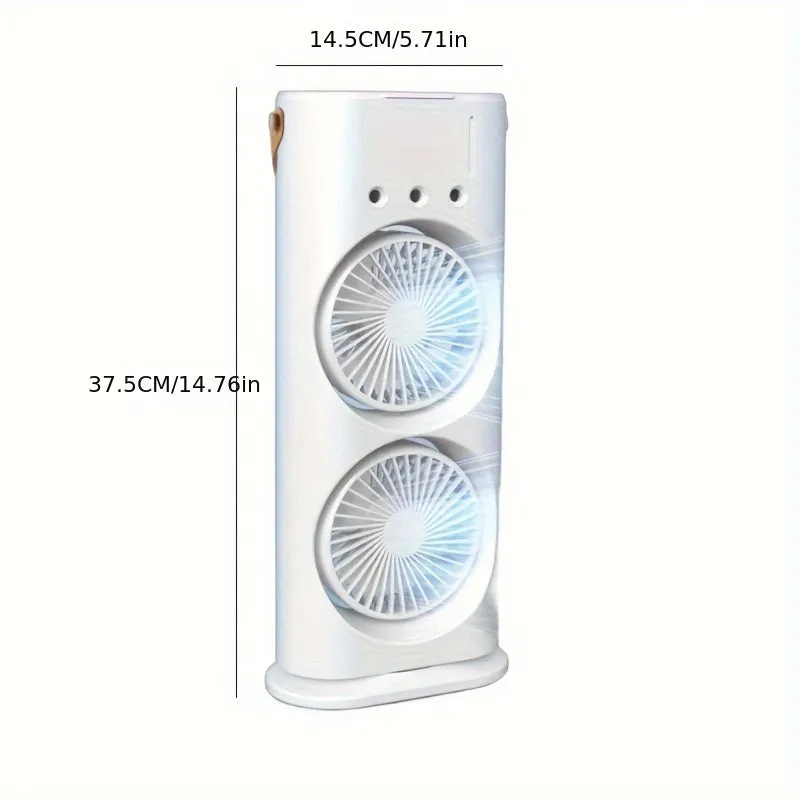 Dual Head USB Misting Fan with Night Light - 3 Speed Controls