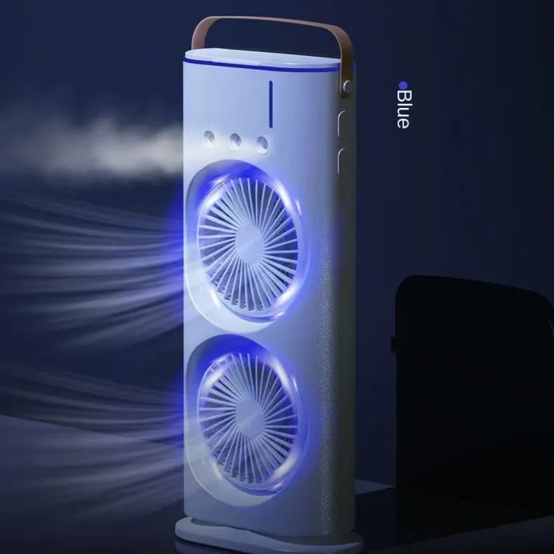 Dual Head USB Misting Fan with Night Light - 3 Speed Controls