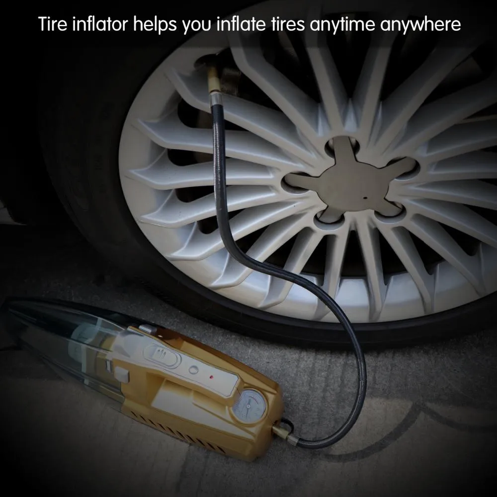 Dual-Use 12V Portable Car Vacuum/Tire Inflator