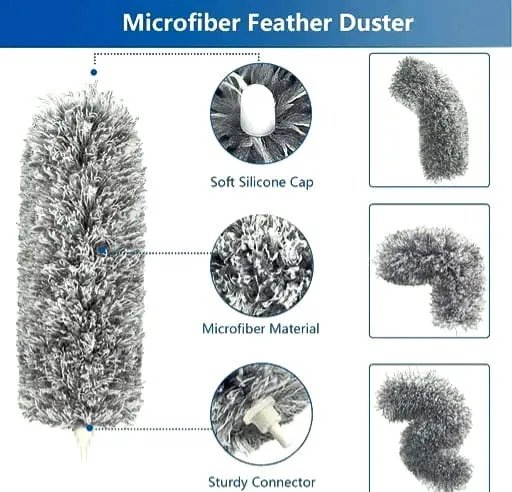 DusterPro 8ft Extendable Feather Duster  Perfect for AC, Ceiling Fan, Wall, and Roof Cleaning! 🌟