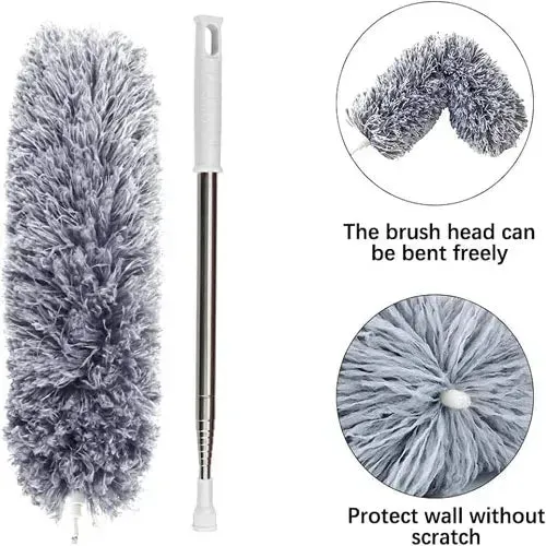 DusterPro 8ft Extendable Feather Duster  Perfect for AC, Ceiling Fan, Wall, and Roof Cleaning! 🌟