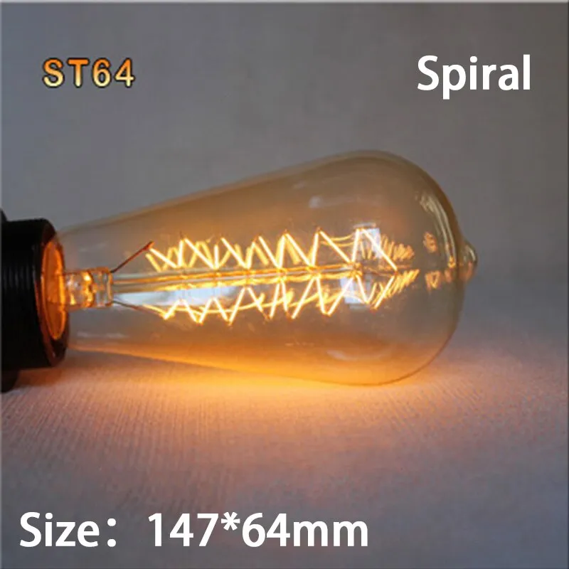 E27 Retro Edison Bulb 220V 40W Light Bulb A19 G80 G95 ST64 T10 T45 Filament Vintage Ampoule Incandescent Spiral Lamp