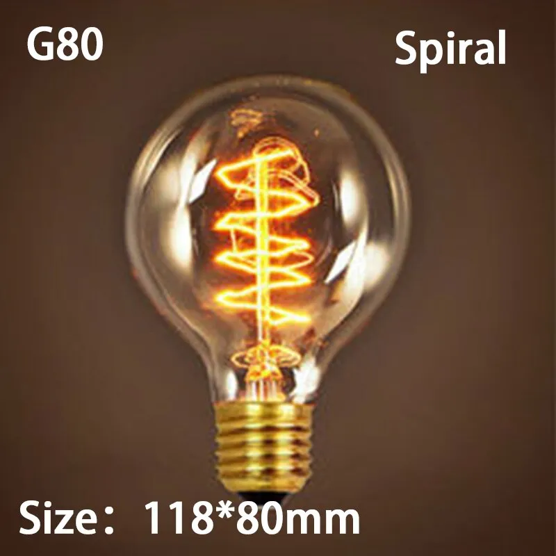 E27 Retro Edison Bulb 220V 40W Light Bulb A19 G80 G95 ST64 T10 T45 Filament Vintage Ampoule Incandescent Spiral Lamp