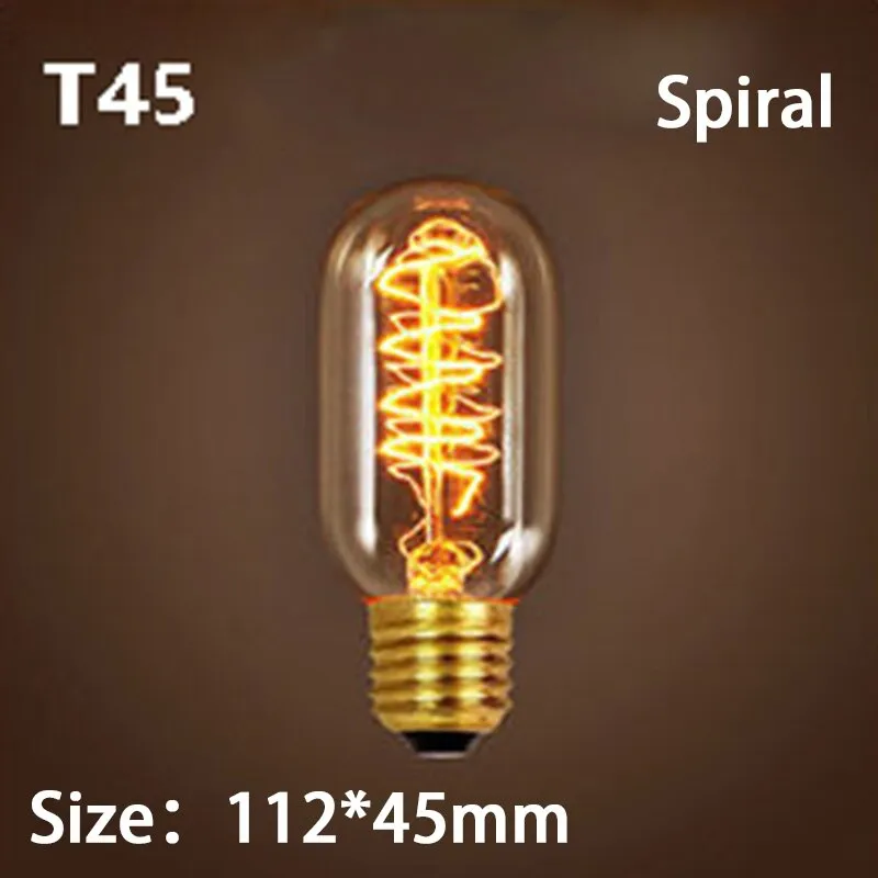 E27 Retro Edison Bulb 220V 40W Light Bulb A19 G80 G95 ST64 T10 T45 Filament Vintage Ampoule Incandescent Spiral Lamp