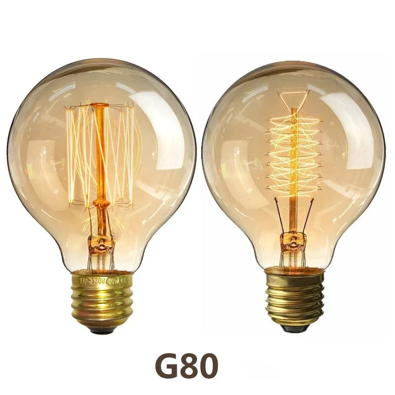 E27 Retro Edison Bulb 220V 40W Light Bulb A19 G80 G95 ST64 T10 T45 Filament Vintage Ampoule Incandescent Spiral Lamp