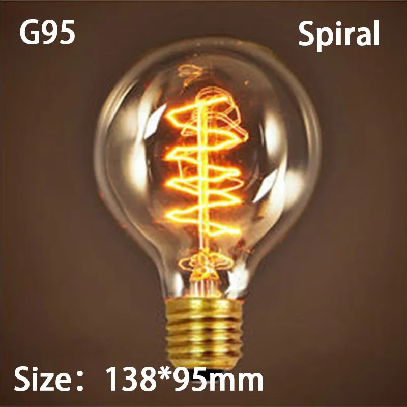 E27 Retro Edison Bulb 220V 40W Light Bulb A19 G80 G95 ST64 T10 T45 Filament Vintage Ampoule Incandescent Spiral Lamp