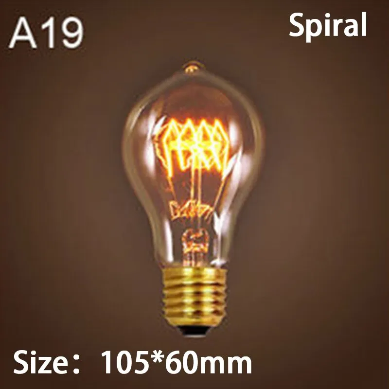 E27 Retro Edison Bulb 220V 40W Light Bulb A19 G80 G95 ST64 T10 T45 Filament Vintage Ampoule Incandescent Spiral Lamp