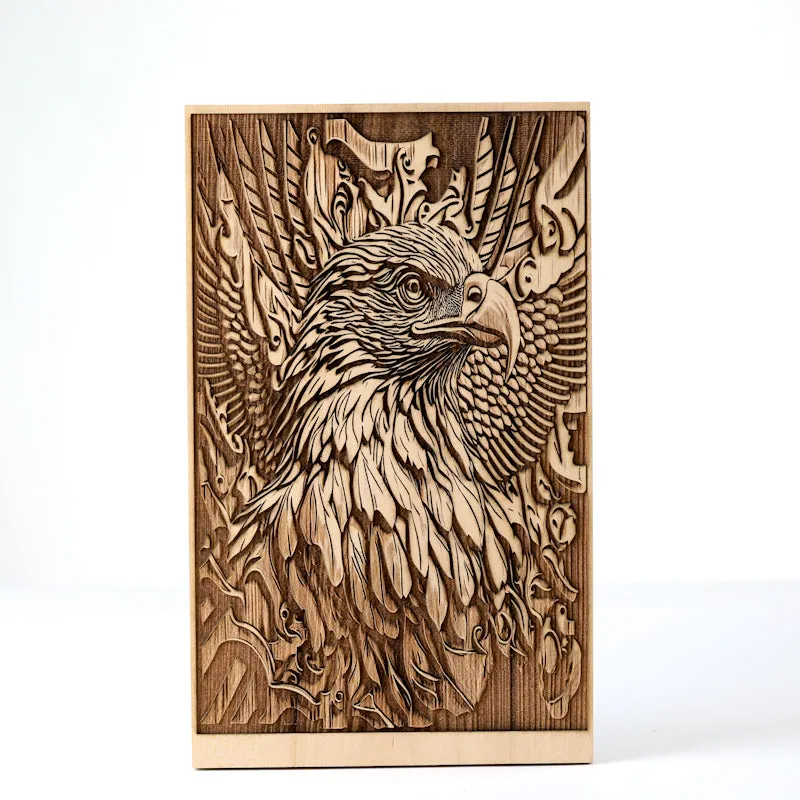 Eagle 3D Relief Engraving Art|JPG,PNG|Wood,Art,Wall Decor