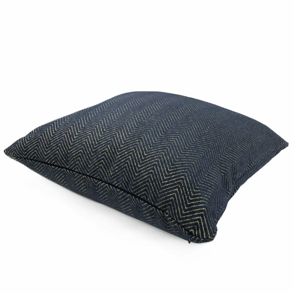 Fairfax Blue & Gold Herringbone Chevron Pillow Cover