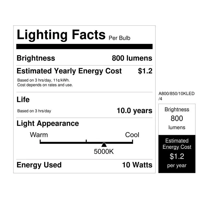 Feit LED A19 E26 (Medium) LED Bulb Daylight 60 Watt Equivalence 4 pk