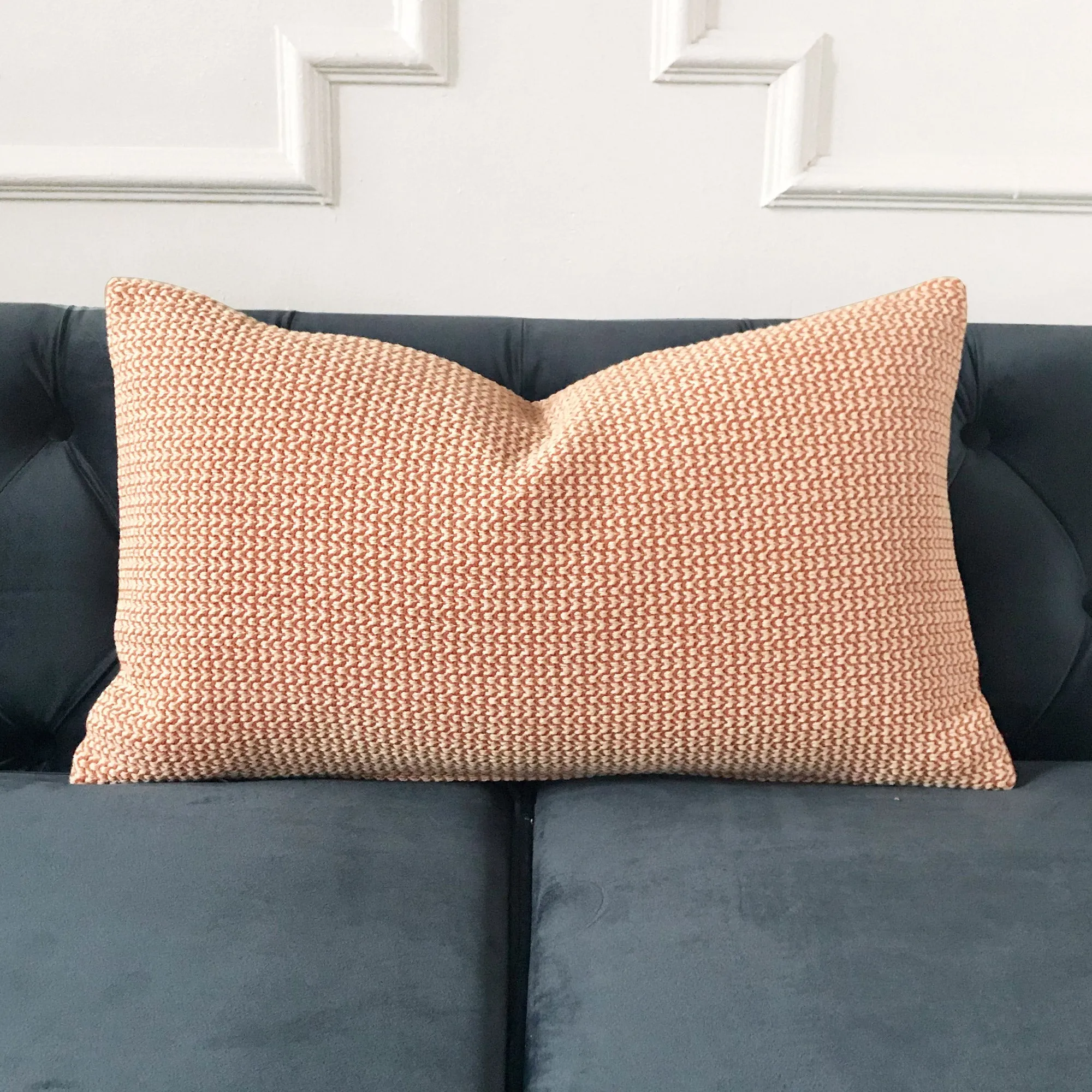 Geometric Orange Waves Lumbar Pillow Cover