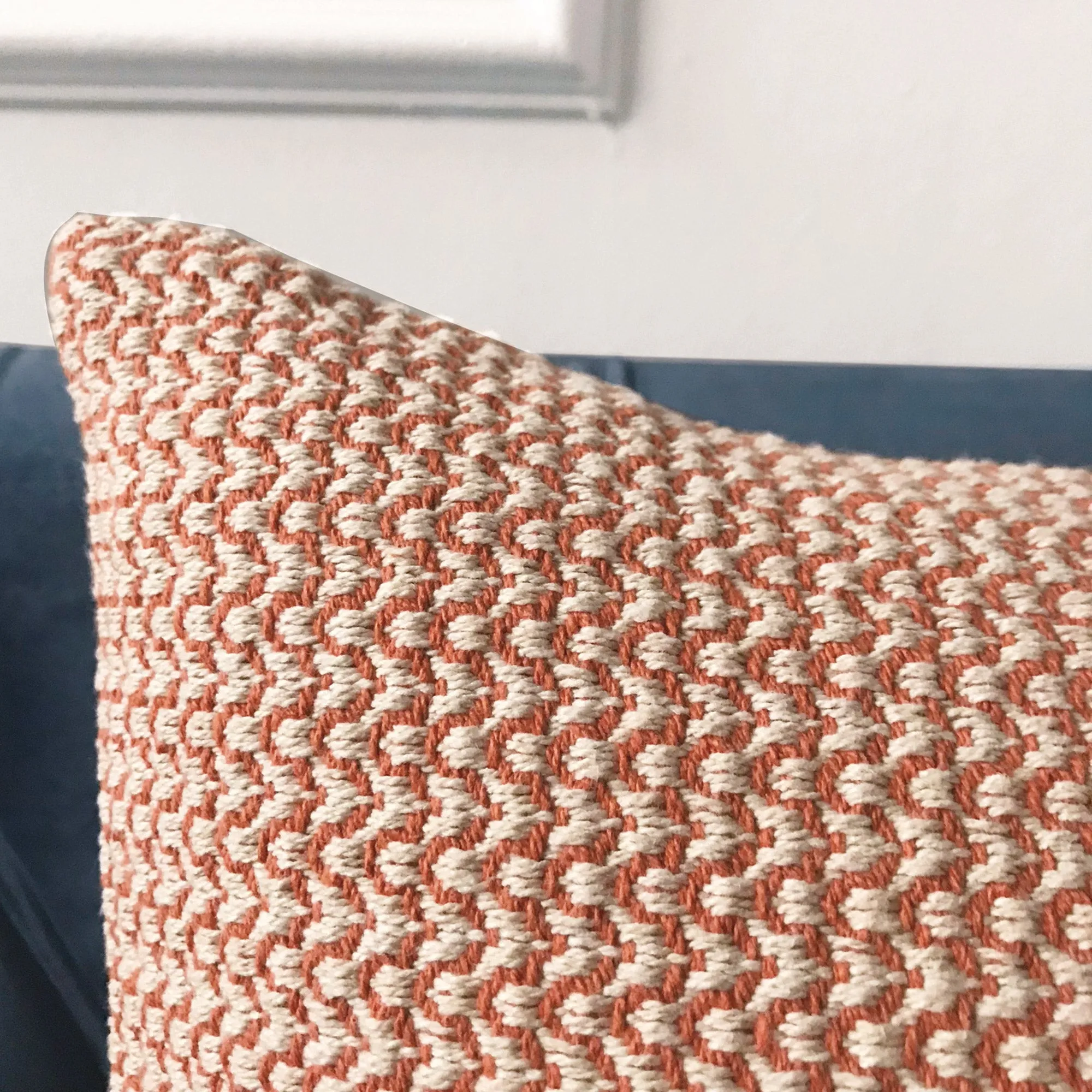 Geometric Orange Waves Lumbar Pillow Cover