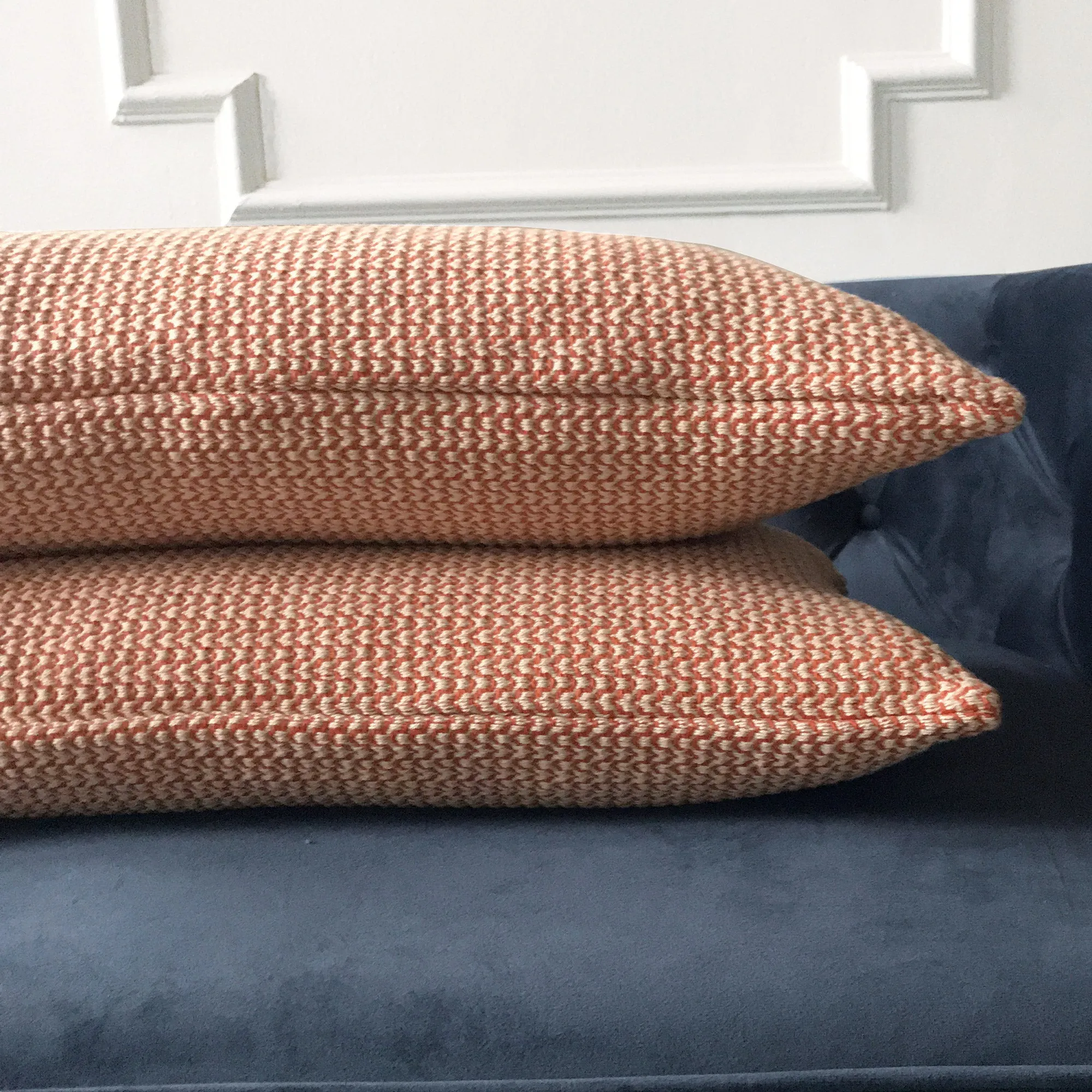 Geometric Orange Waves Lumbar Pillow Cover