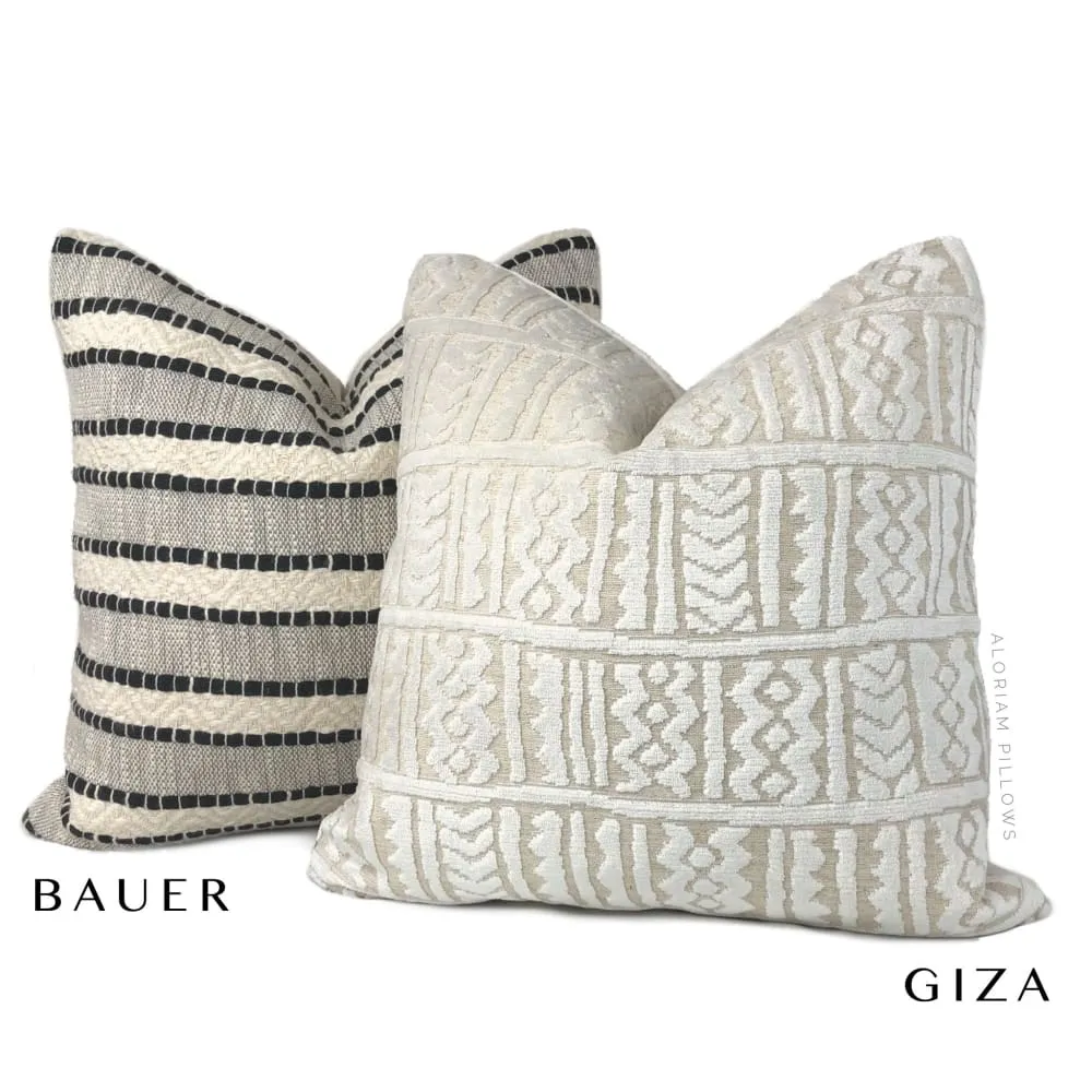 Giza Warm White Ethnic Cut Velvet Pillow Cover