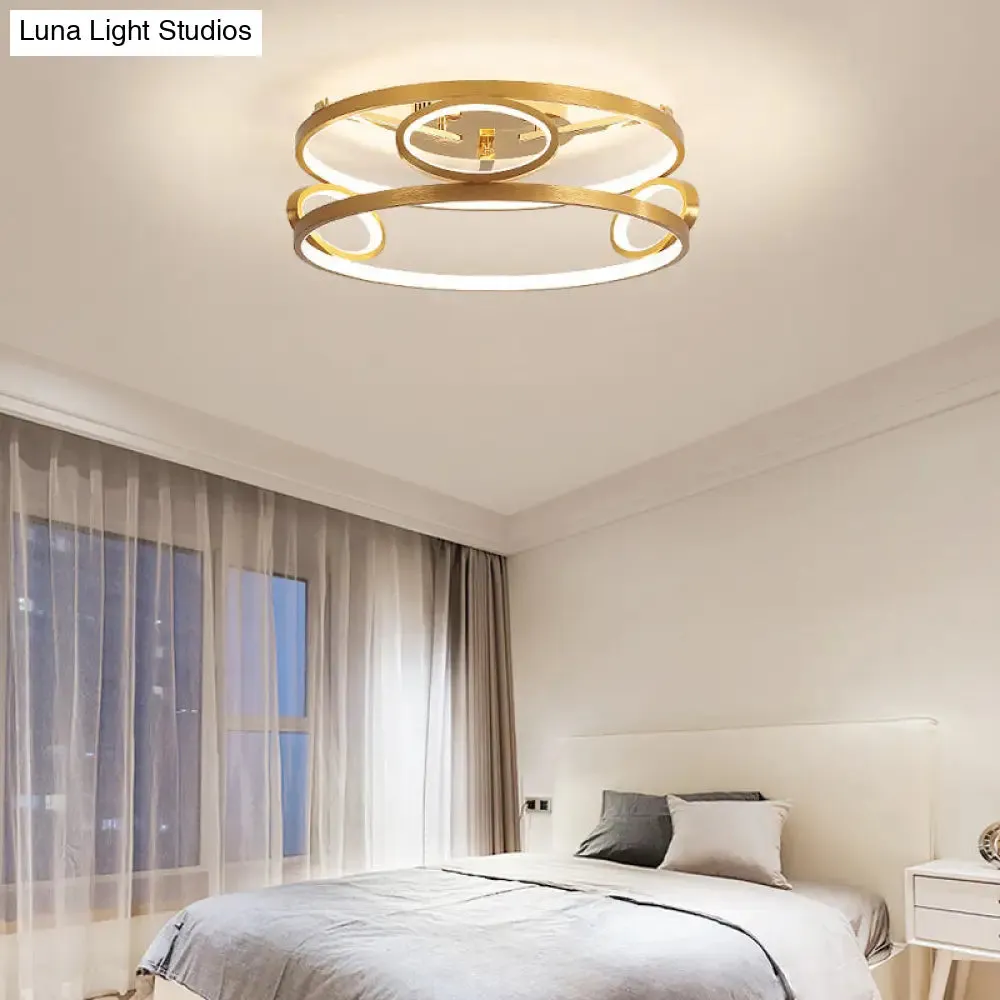 Gold LED Acrylic Ceiling Light Fixture for Living Room, Tiered Semi Flush Mount, 18"/23.5" Wide