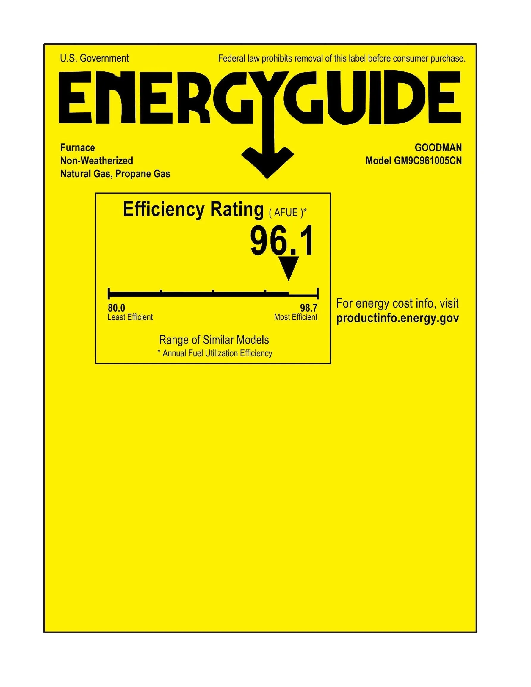 Goodman 96% AFUE 100,000 BTU 2-Stage Low NOx Gas Furnace - Upflow/Horizontal - 2,000 CFM