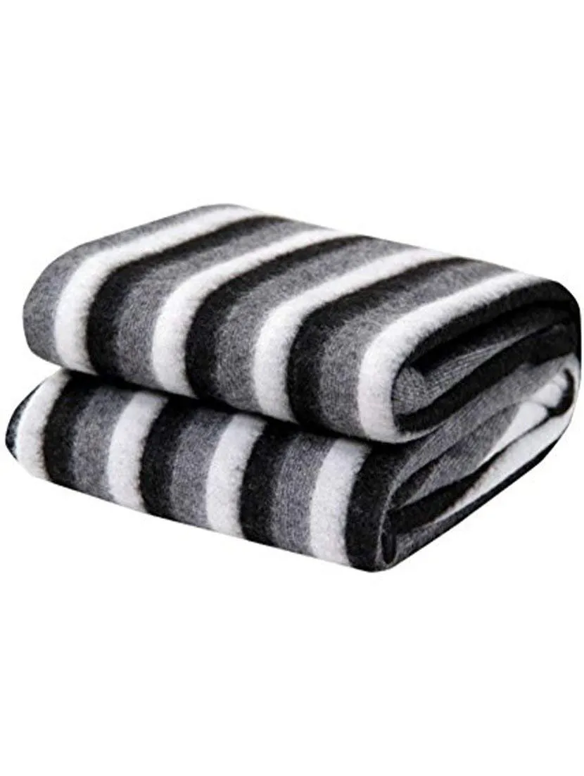 Goyal's Polar Fleece 250TC Single Bed Stripes Blanket, 250 Thread Count - Black