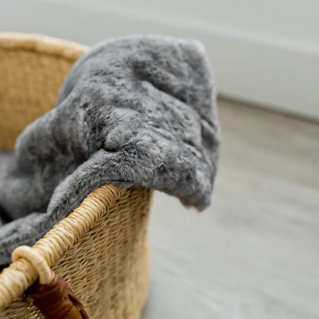 Grand Faux Fur Receiving Blanket - Chinchilla