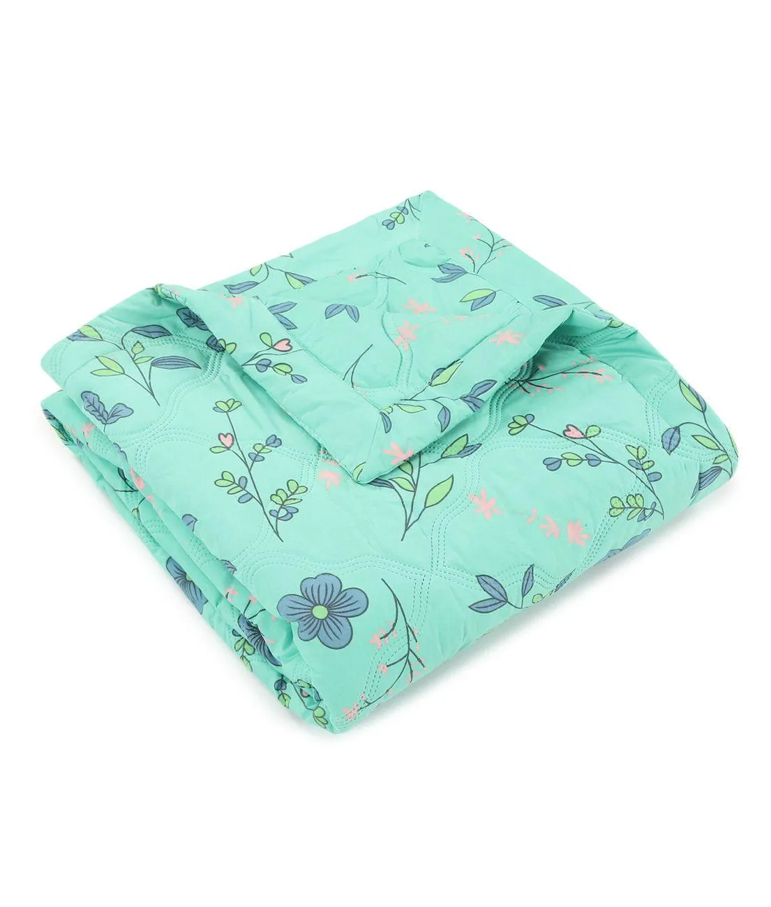 Green Flower Printed Double Comforter (220 X 210 Cm, Green)