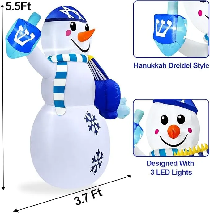 Hanukkah Inflatable Display Snowman For Kids 5.5 Feet Tall