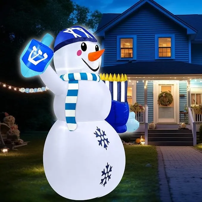 Hanukkah Inflatable Display Snowman For Kids 5.5 Feet Tall