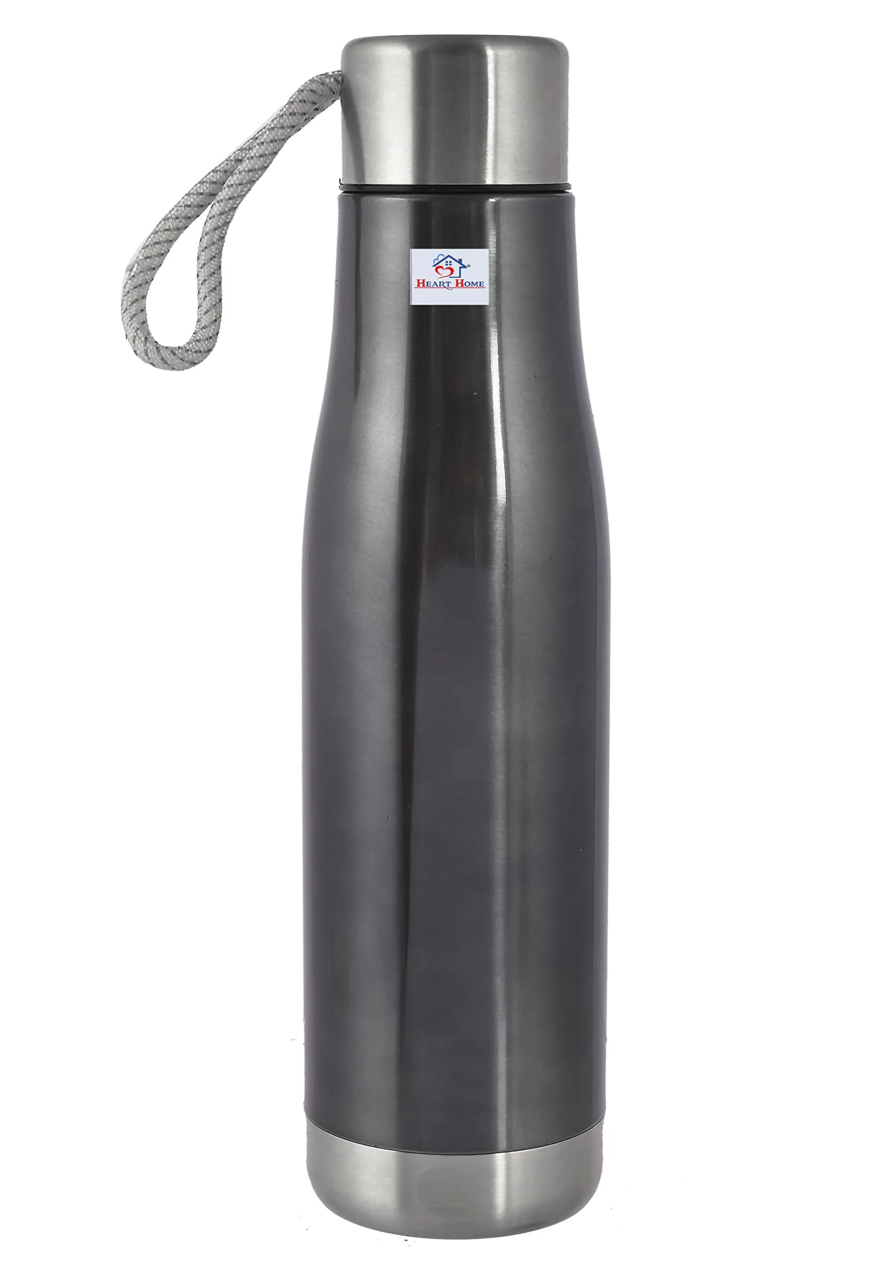 Heart Home Stainless Steel Hot and Cold Vacuum Flask with Carrying Strip, 1000ml (Dark Grey)-HS42KUBMART25169