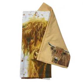 HIGHLAND COW ORGANIC TEA TOWEL