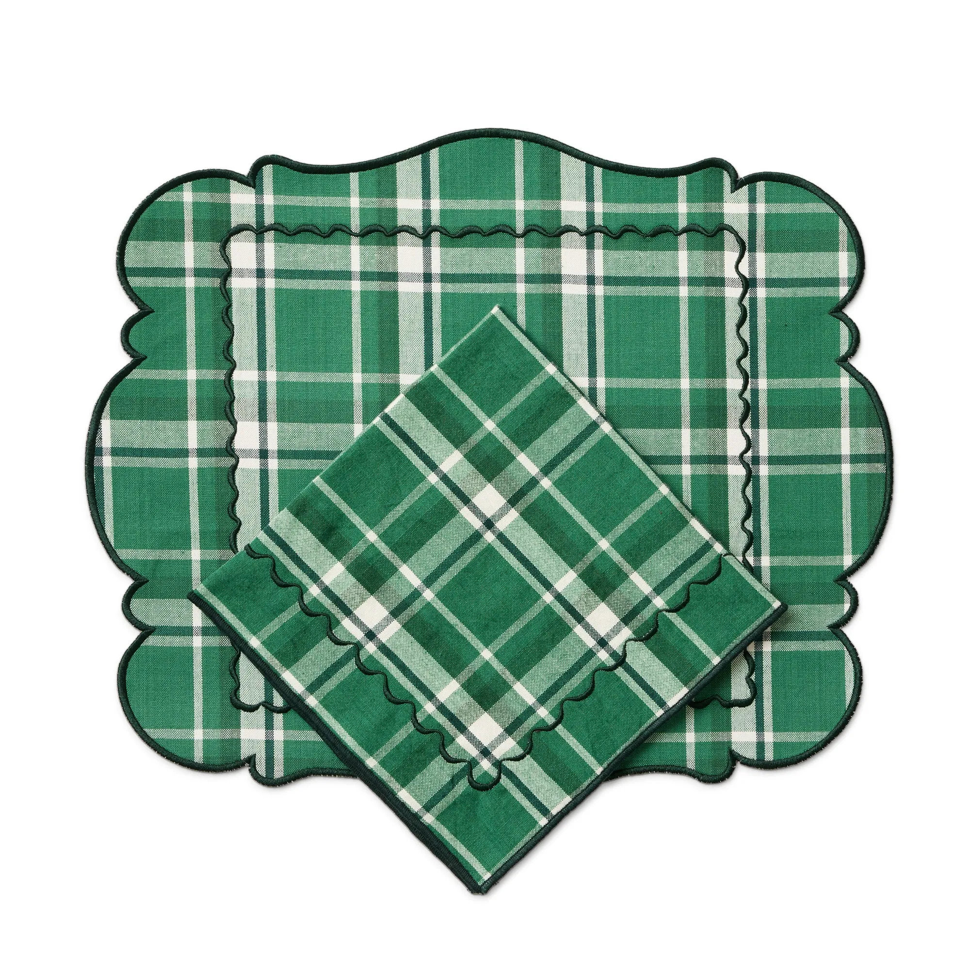 Holiday Portrait Stitch Plaid Placemats Set of 4