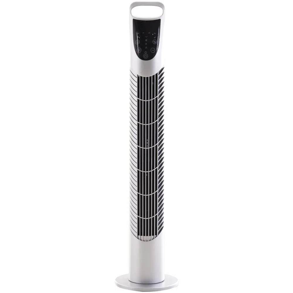 HOMCOM 40W Wind Speed Adjustable ABS Quiet Oscillating Tower Fan w/ Remote Silver