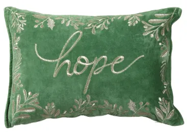 Hope Embroidered Velvet Pillow