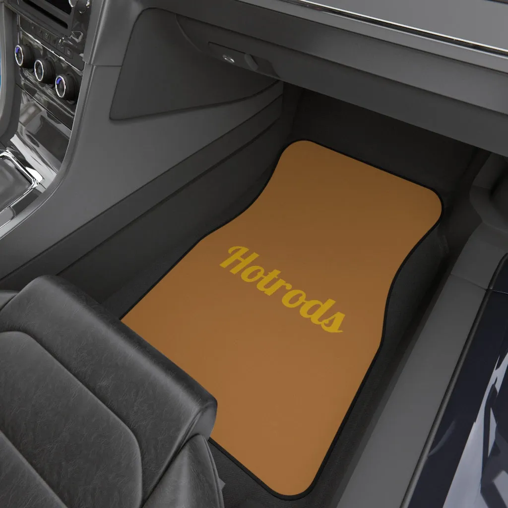 Hotrods Car Mats (Set of 4) - Lt Brown w/Yellow print